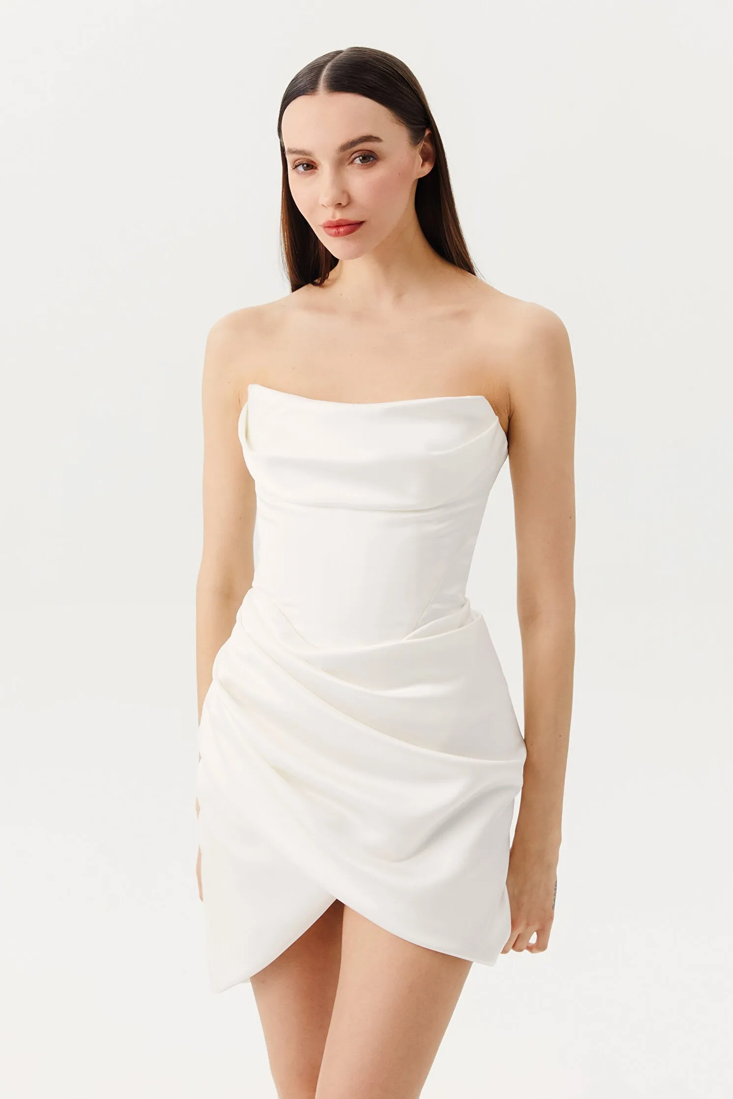 White Tube Modern Satin Princess Vestido De Novia Dress Mermaid Gown Bow Court Train Wedding Dress - Image 3