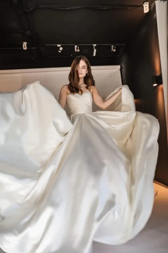 Classic Wedding Dress with Detachable Huge Bow Satin Vestido De Novia Skirt Court Train Mermaid Simple Bow PrincessDress Bridal Gown - Image 4