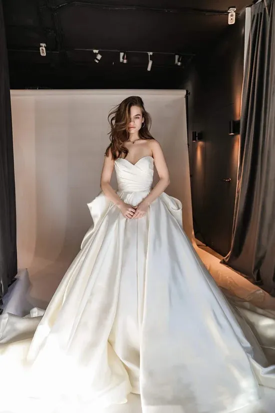 Classic Wedding Dress with Detachable Huge Bow Satin Vestido De Novia Skirt Court Train Mermaid Simple Bow PrincessDress Bridal Gown - Image 6
