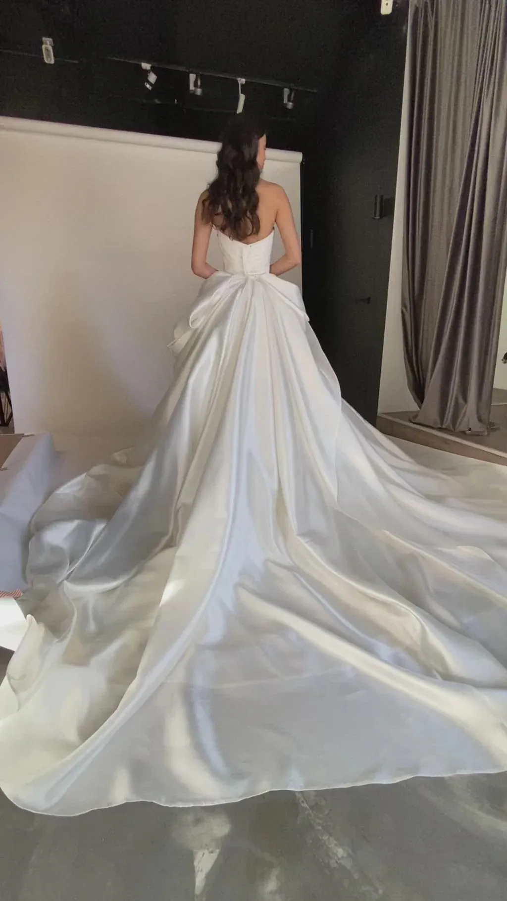 Classic Wedding Dress with Detachable Huge Bow Satin Vestido De Novia Skirt Court Train Mermaid Simple Bow PrincessDress Bridal Gown - Image 7
