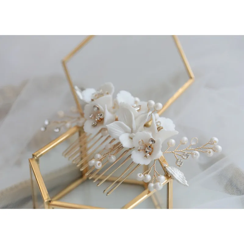 Flower Bridal Hair Comb Headpieces For Wedding Hair Accessories Pearl Bride Hairpin Hair Clips Prom Wedding Hair Piece Headdress - Image 12