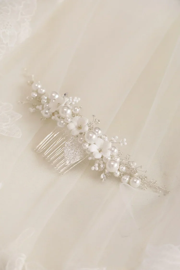 Flower Bridal Hair Comb Headpieces For Wedding Hair Accessories Pearl Bride Hairpin Hair Clips Prom Wedding Hair Piece Headdress - Image 3