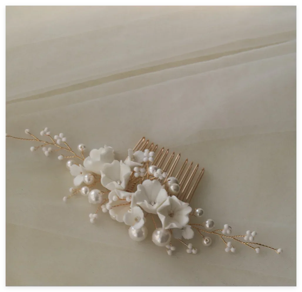 Flower Bridal Hair Comb Headpieces For Wedding Hair Accessories Pearl Bride Hairpin Hair Clips Prom Wedding Hair Piece Headdress - Image 7