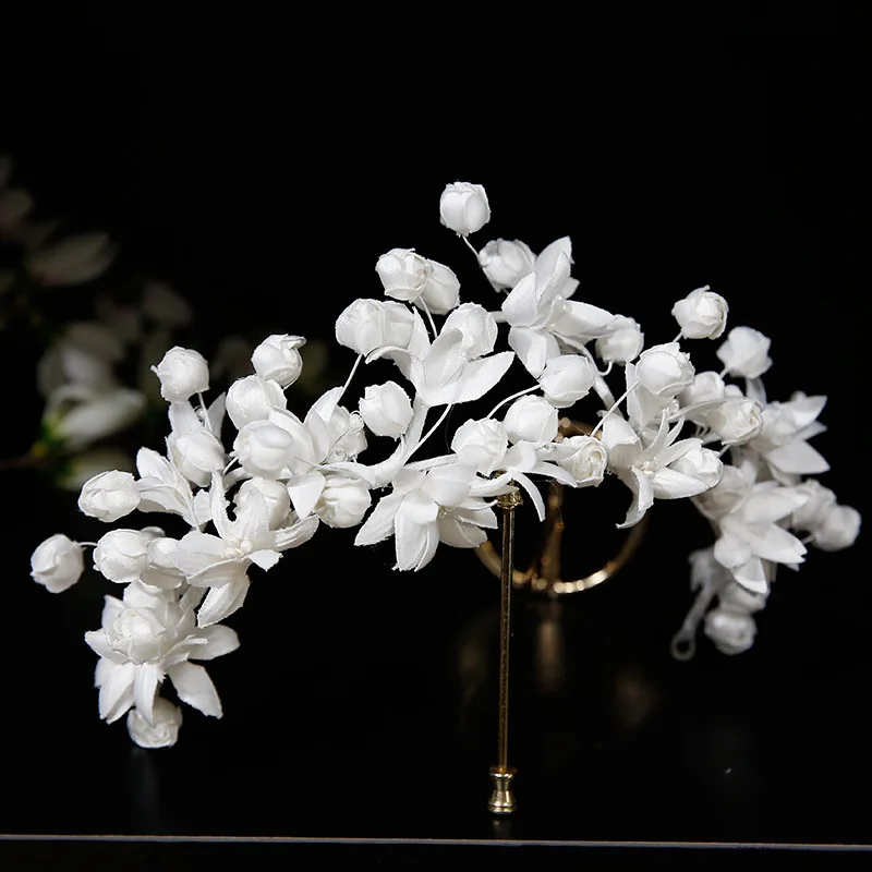 Flower Crowns For Wedding Bride Hair Accessories Floral Wreath Bridal Tiara Crown Headband Women Wedding Hair Pieces Headdress - Image 3
