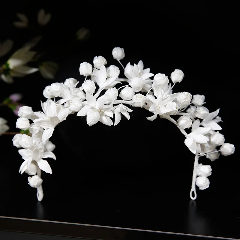 Flower Crowns For Wedding Bride Hair Accessories Floral Wreath Bridal Tiara Crown Headband Women Wedding Hair Pieces Headdress - Image 6