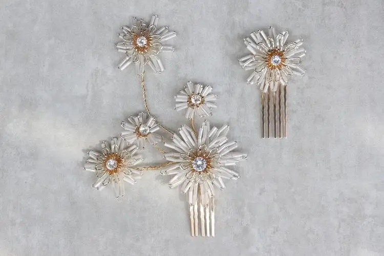 Flower Floral Headpieces Rhinestones Crystal Hair Clips Combs For Women Girl Brides Hairpins Wedding Accessories Bridal Jewelry - Image 3