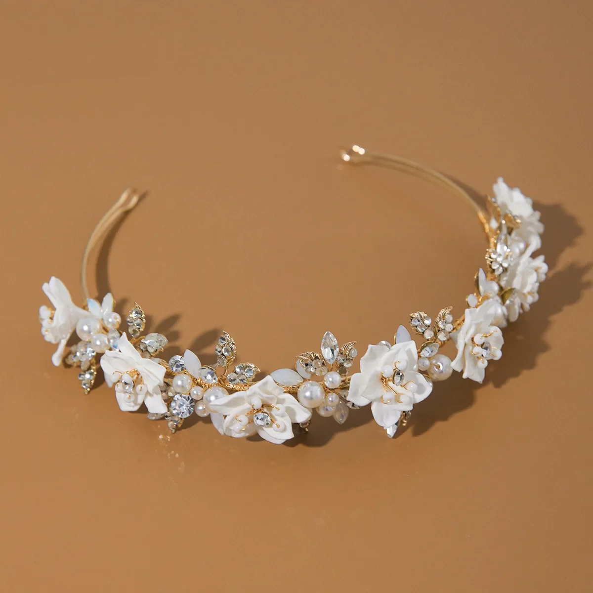 Flower Headband For Women Elegant Pearl Bridal Tiara Hair Hoops For Wedding Hair Accessories Party Bride Hair Jewelry Headdress - Image 3