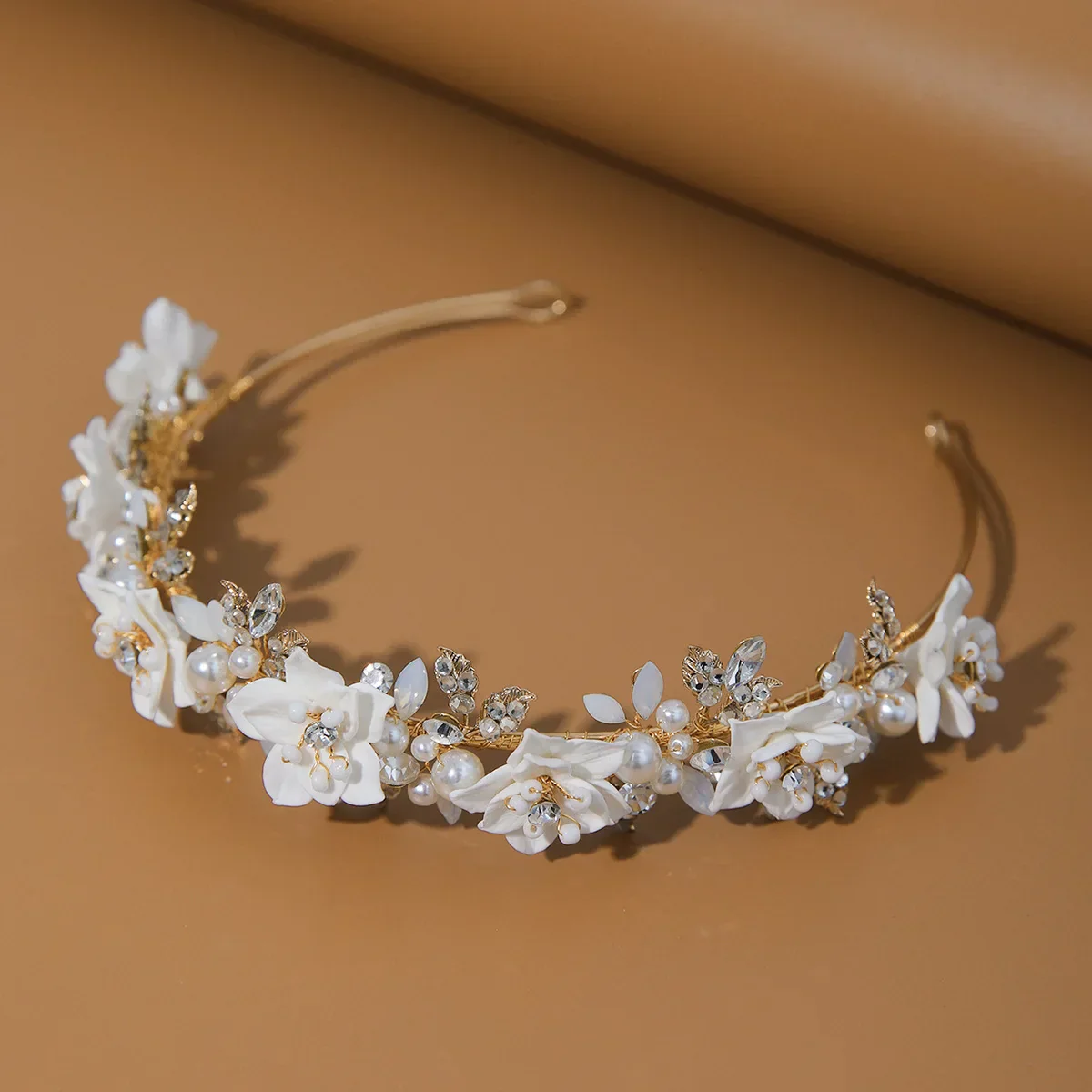 Flower Headband For Women Elegant Pearl Bridal Tiara Hair Hoops For Wedding Hair Accessories Party Bride Hair Jewelry Headdress - Image 4