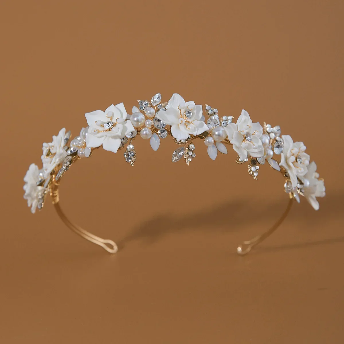 Flower Headband For Women Elegant Pearl Bridal Tiara Hair Hoops For Wedding Hair Accessories Party Bride Hair Jewelry Headdress - Image 5