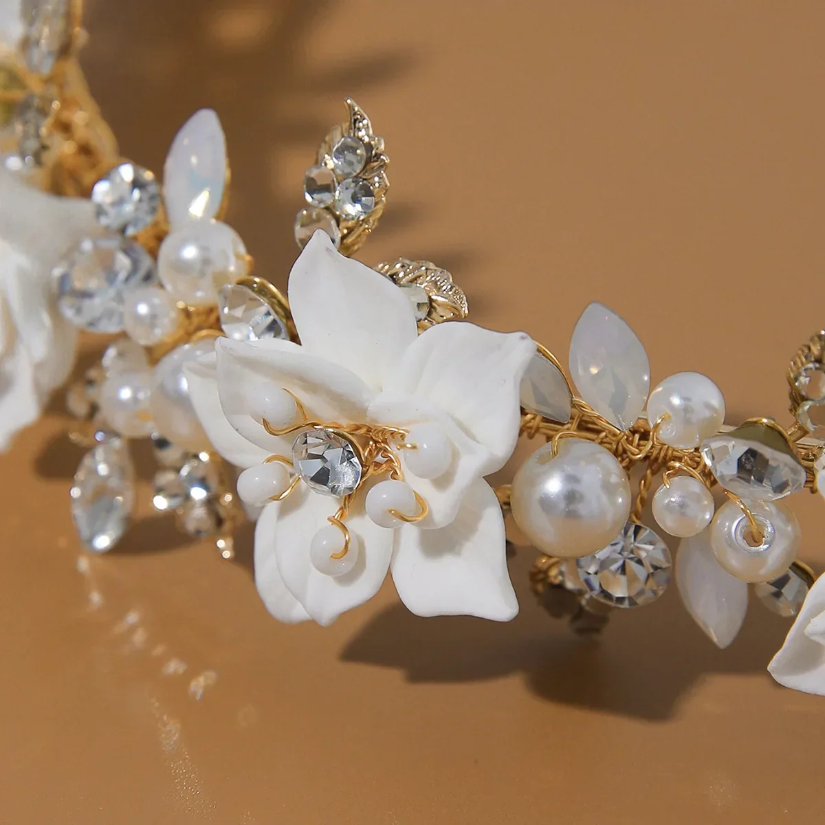 Flower Headband For Women Elegant Pearl Bridal Tiara Hair Hoops For Wedding Hair Accessories Party Bride Hair Jewelry Headdress - Image 6