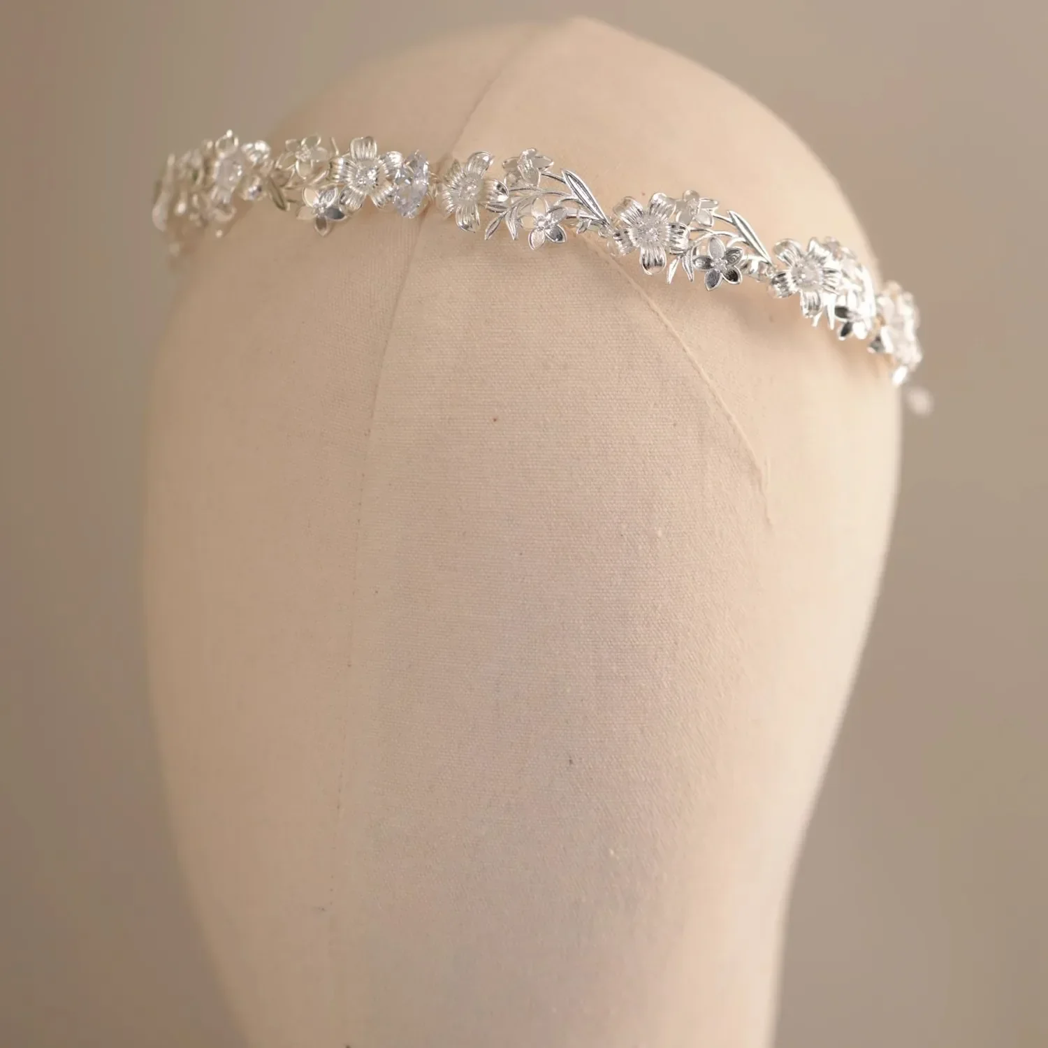 Flower Headband Hairband Silver Color Headpiece Bride Women Zircon Headwear Headdress Bridal Hair Jewelry Wedding Accessories - Image 2