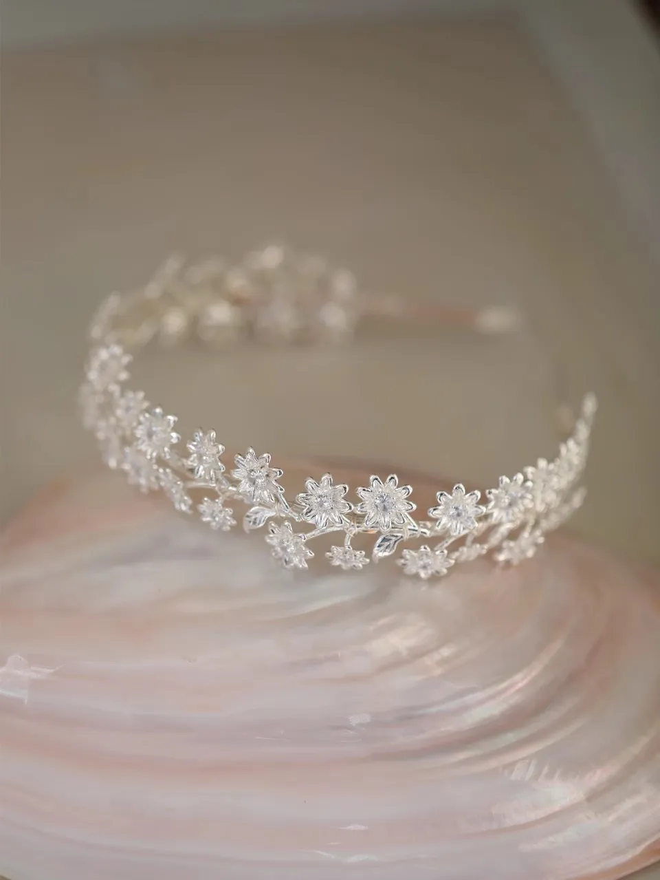 Flower Headband Hairband Silver Color Headpiece Bride Women Zircon Headwear Headdress Bridal Hair Jewelry Wedding Accessories - Image 5