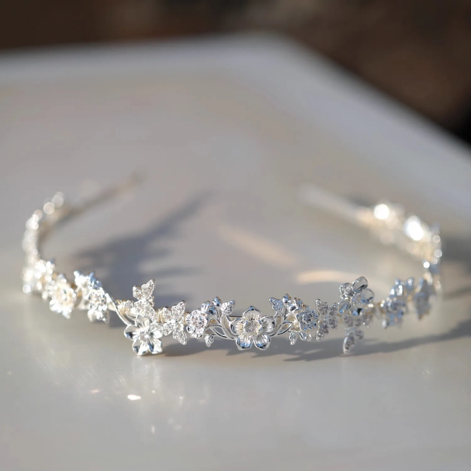 Flower Headband Hairband Tiara Silver Color Headpiece For Bride Zircon Headwear Crown Bridal Hair Jewelry Wedding Accessories - Image 6