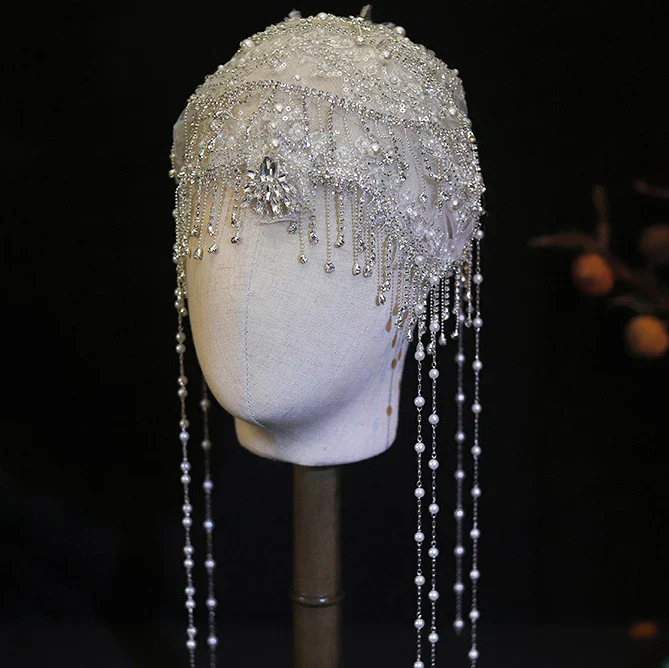 Flower Lace Headbands Hairbands Pearl Rhinestones Headpieces Headwear For Brides Women Bridal Jewelry Wedding Hair Accessories