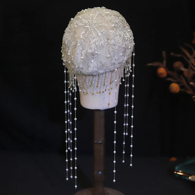 Flower Lace Headbands Hairbands Pearl Rhinestones Headpieces Headwear For Brides Women Bridal Jewelry Wedding Hair Accessories - Image 2