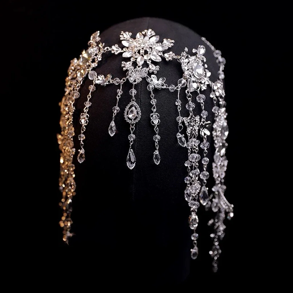 Flower Lace Headbands Hairbands Pearl Rhinestones Headpieces Headwear For Brides Women Bridal Jewelry Wedding Hair Accessories - Image 8