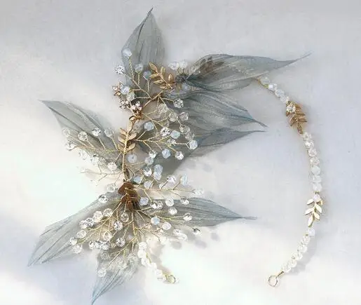 Flower Leaf Headband Headpieces Crystal Pearl Hair Comb Pins Bridesmaids Bride Hairband Crown Wedding Accessories Bridal Jewelry - Image 9