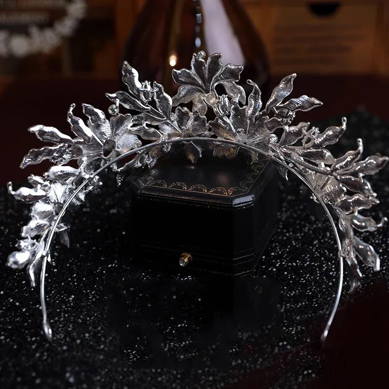 Flower Leaf Tiaras and Crowns Rhinestones Zircon Diadem Brides Pageant Prom Headpiece Bridal Jewelry Wedding Hair Accessories - Image 4