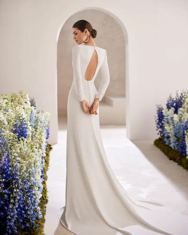 Youthful Sheath-Style Wedding Dress Vestido De Novia Bridal Gown Princess Sleeveless Mermaid Satin Court Train Bow - Image 3