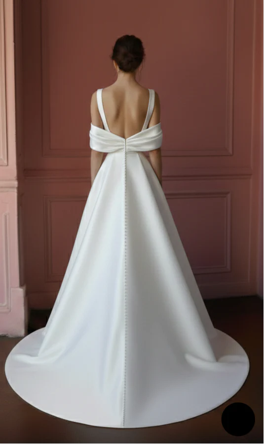 Draped Sleeve Wedding Dress Greek Long Style Chiffon Gown - Image 3