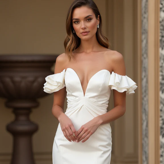 Glamorous White Mermaid Wedding Dress with a Sparkling Crystal Bodice - Image 4