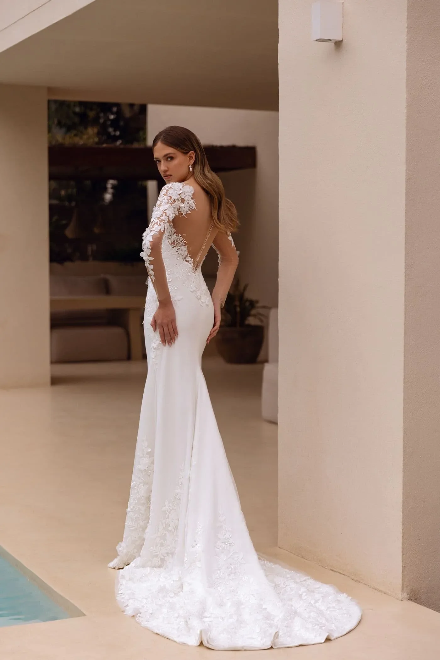 Glamorous Mermaid Wedding Dresses Luxury Lace Appliques Long Sleeves Bridal Gowns - Image 2