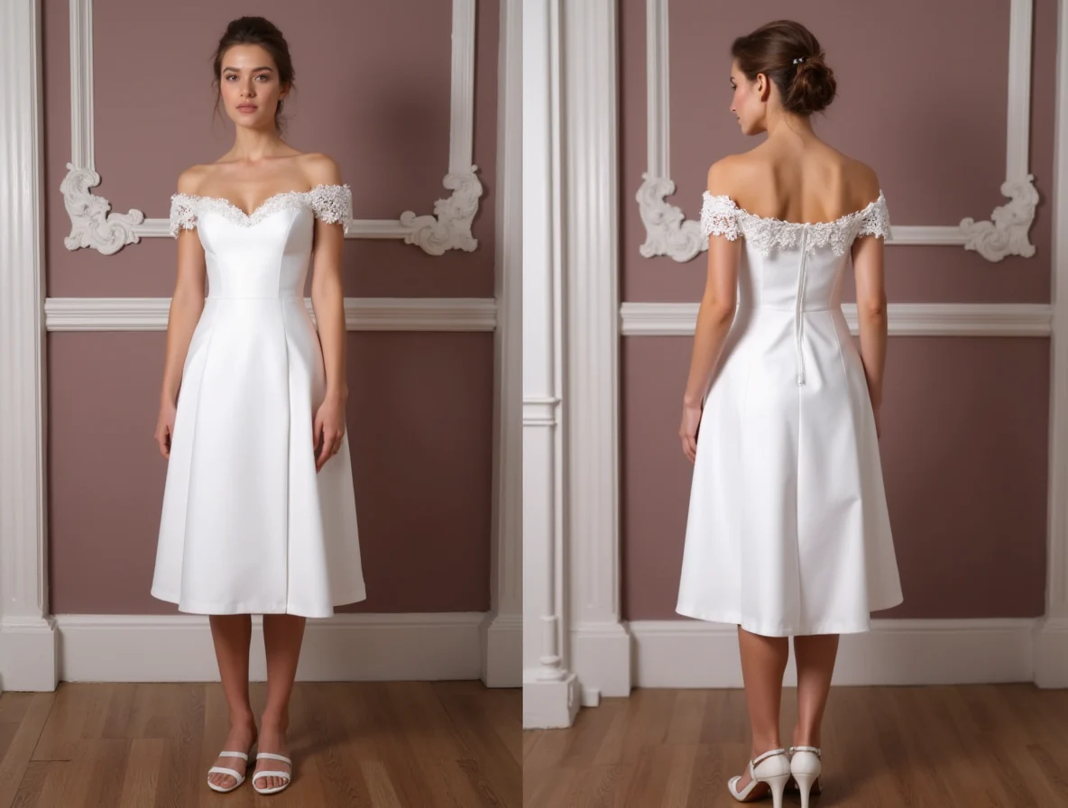 Glamorous Short Wedding Dress and Mini Dress with a Fitted Silhouette and Beading