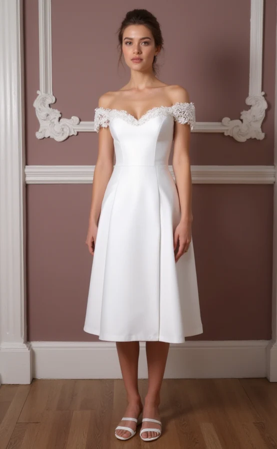 Glamorous Short Wedding Dress and Mini Dress with a Fitted Silhouette and Beading - Image 2