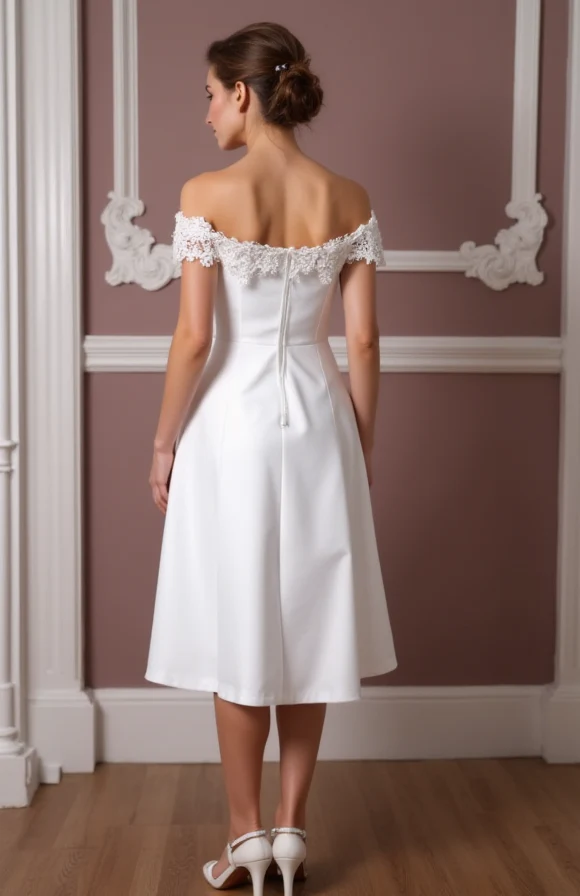 Glamorous Short Wedding Dress and Mini Dress with a Fitted Silhouette and Beading - Image 3