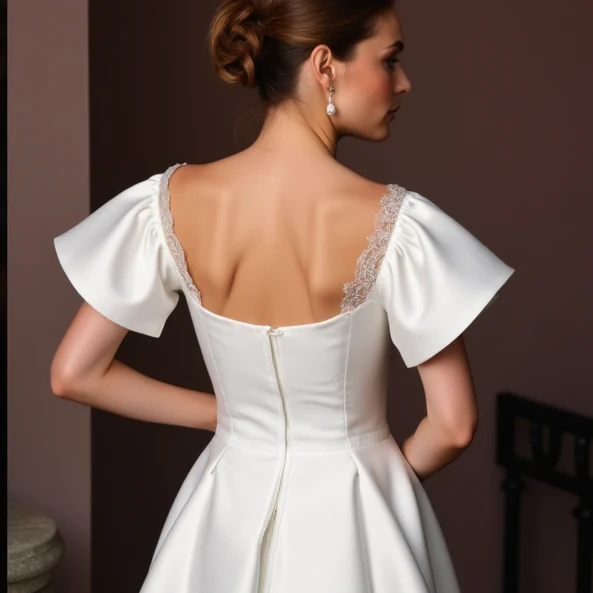 Glamorous Short Wedding Dress and Mini Dress with Pearl Embellishments - Image 5