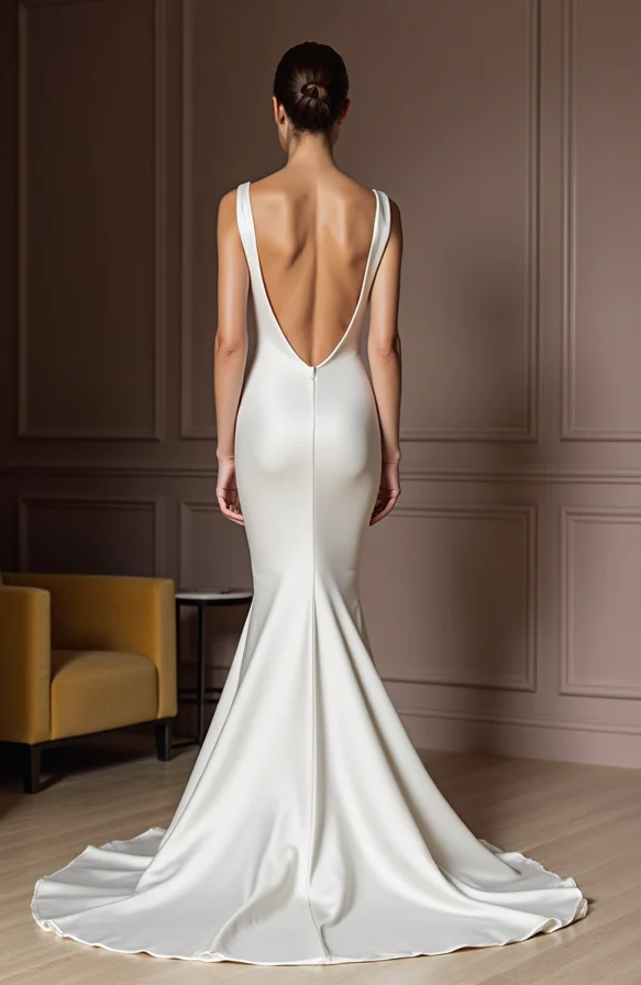 Glamorous White Mermaid Wedding Dress with a Satin Skirt for a Luxe Look - Image 3