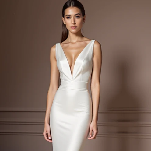 Glamorous White Mermaid Wedding Dress with a Satin Skirt for a Luxe Look - Image 4
