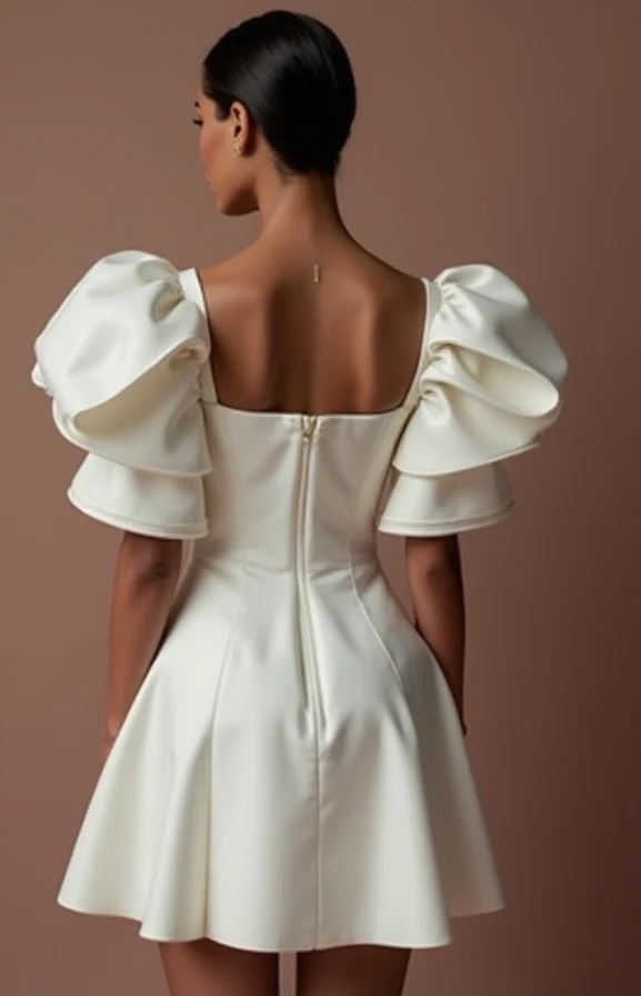 Glamorous White Mini Short Wedding Dress with Beaded Bodice for a Sparkling Wedding Style - Image 3