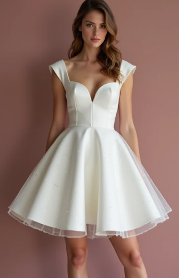 Glamorous White Mini Short Wedding Dress with Beaded Straps for Extra Sparkle - Image 2