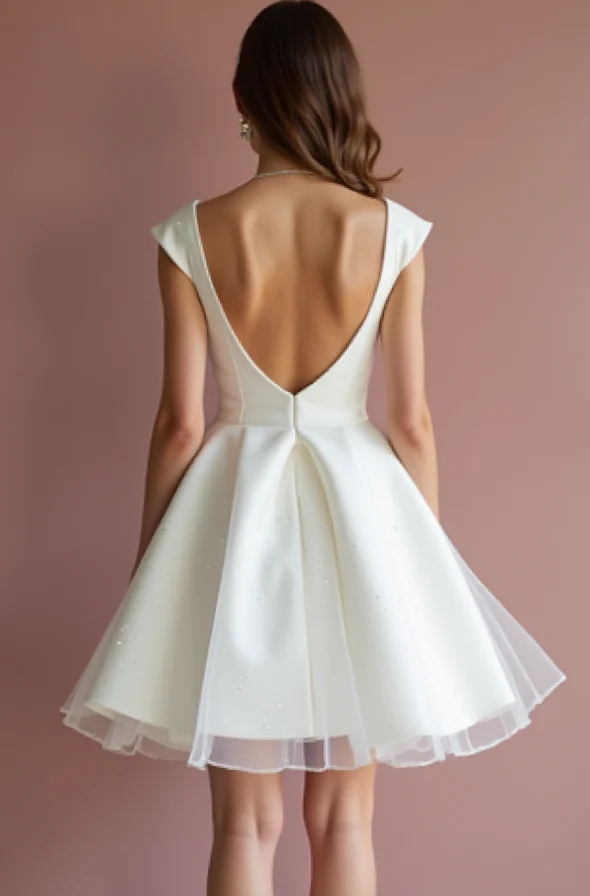 Glamorous White Mini Short Wedding Dress with Beaded Straps for Extra Sparkle - Image 3