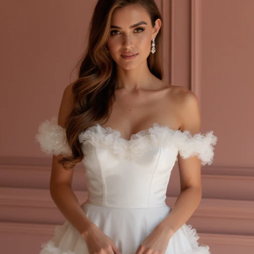 Glamorous White Mini Short Wedding Dress with Sparkling Beaded Straps for a Luxe Look - Image 4