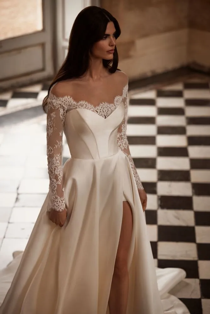 Sophisticated A-Line Wedding Gown Fashioned from Mikado Satin Bridal Gown Princess Wedding Dress Modern Court Train Bow Vestido De Novia Mermaid - Image 2