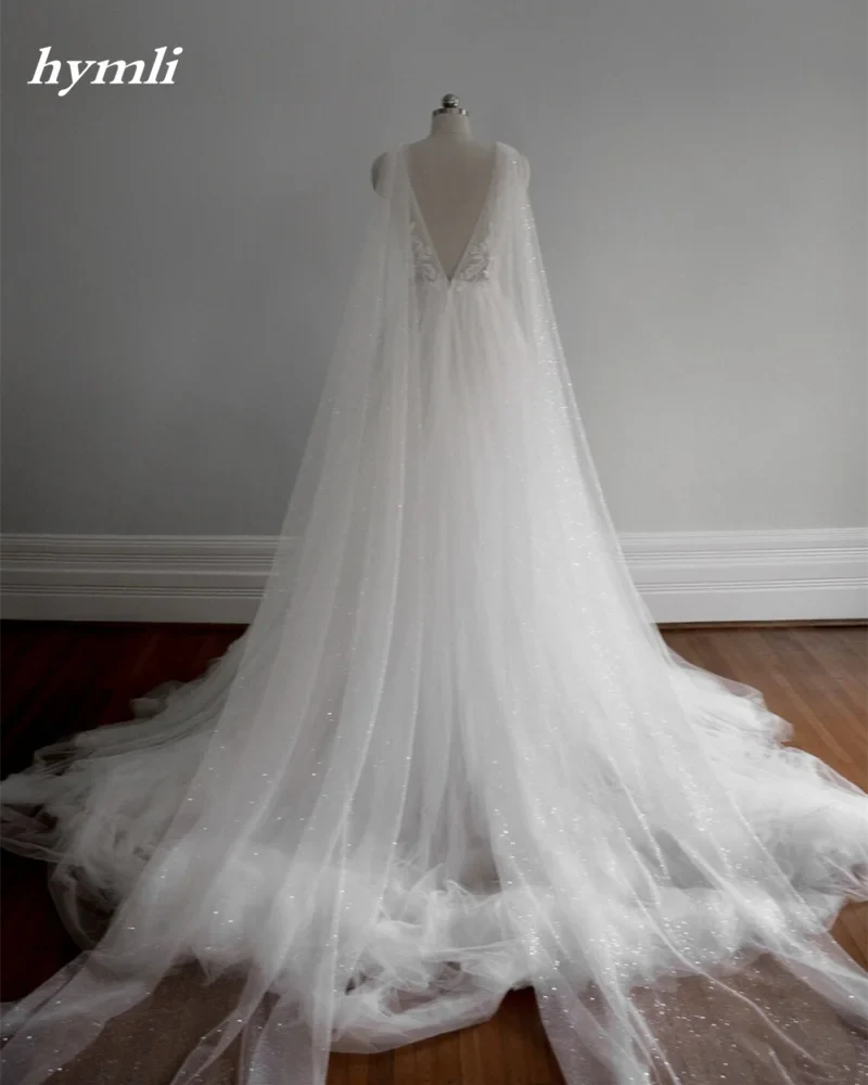 Glitter Tulle Wings Wedding Veil Cathedral Bridal Cape Veil - Image 4
