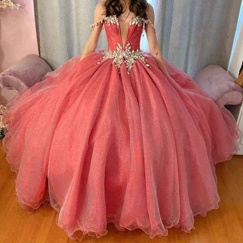 Glittering Crystals Quinceanera Dress Off-Shoulder Ball Gown Vestidos De 15 Anos Formal Birthday Party Prom Dress - Image 3