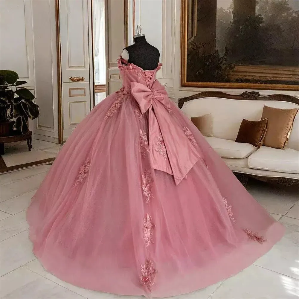 Glittering Off-Shoulder Quinceanera Dress Flower Appliques Ball Gown Vestidos De 15 Birthday Party Gowns Corset - Image 3