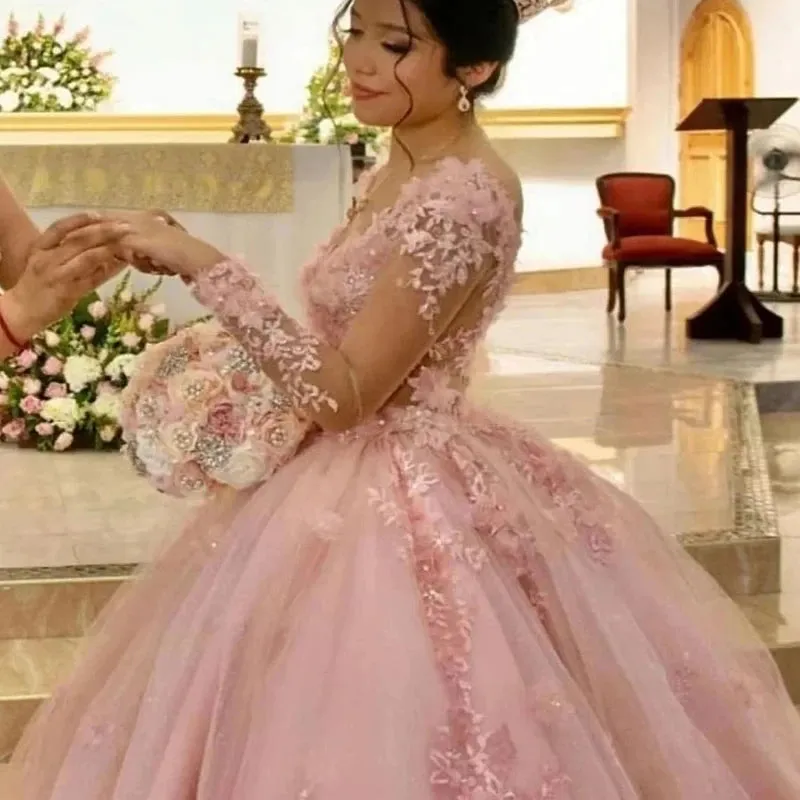 Glittering Pink Quinceanera Dresses Beading Lace Birthday Formal Evening Party Prom Vestidos De 15 Anos Ball Gown - Image 3