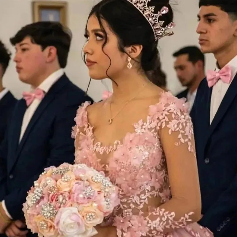 Glittering Pink Quinceanera Dresses Beading Lace Birthday Formal Evening Party Prom Vestidos De 15 Anos Ball Gown - Image 5