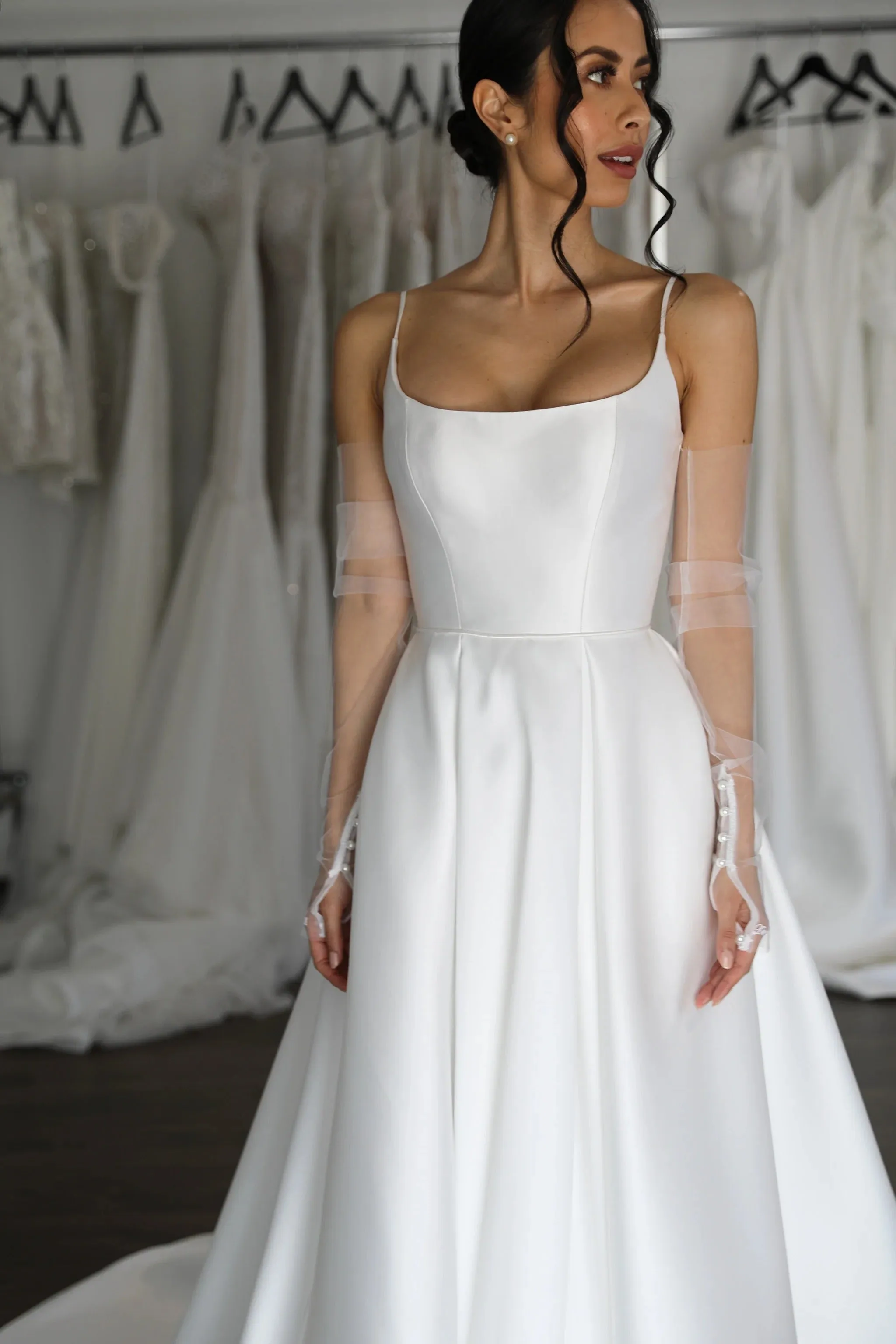 Bridal Gown Self Lined for Comfort Wedding Dress Bow Court Train Dress Satin Skirt Vestido De Novia - Image 2