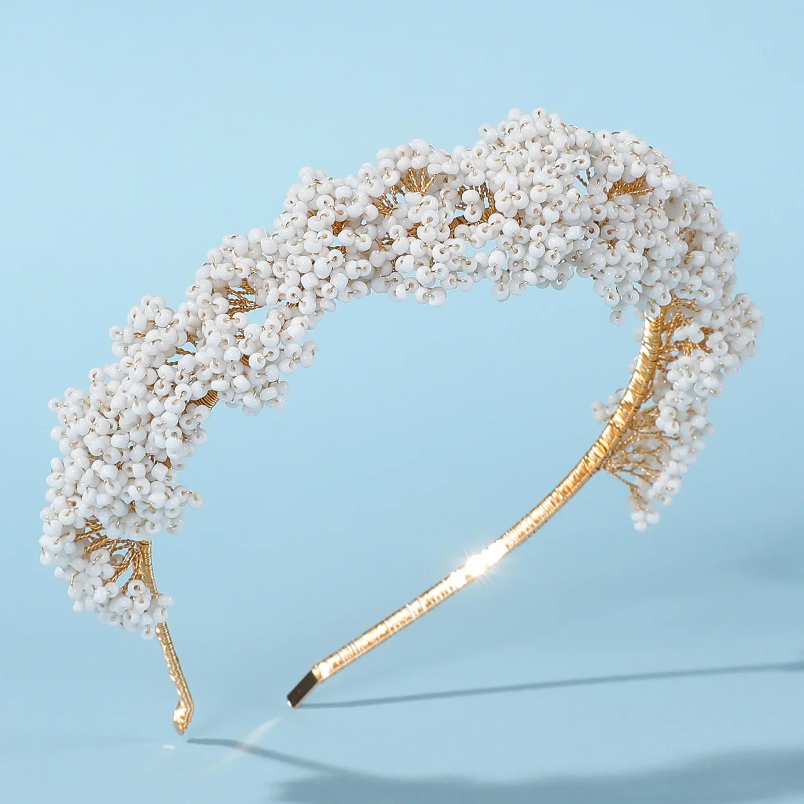 Gold Color Headband Hairband Handmade Headpiece For Bride Women Headwear Headdress Bridal Hair Jewelry Wedding Accessories - Image 2
