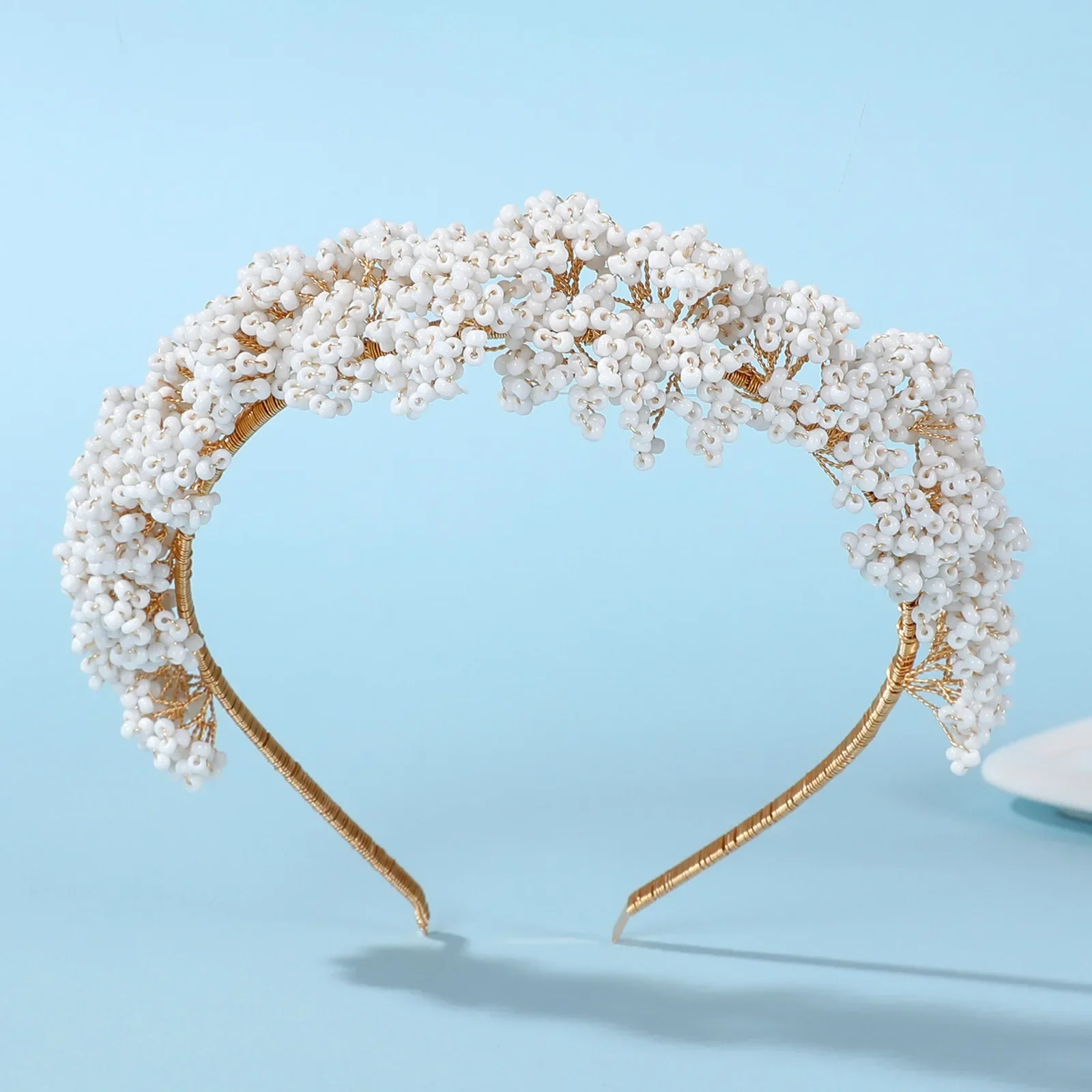 Gold Color Headband Hairband Handmade Headpiece For Bride Women Headwear Headdress Bridal Hair Jewelry Wedding Accessories - Image 5