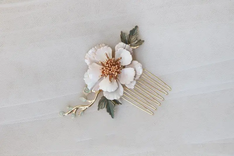 Gold Color Headpieces Flower Leaf Hair Combs Pins Clips Bridesmaids Brides Hairpins For Women Wedding Accessories Bridal Jewelry - Image 3
