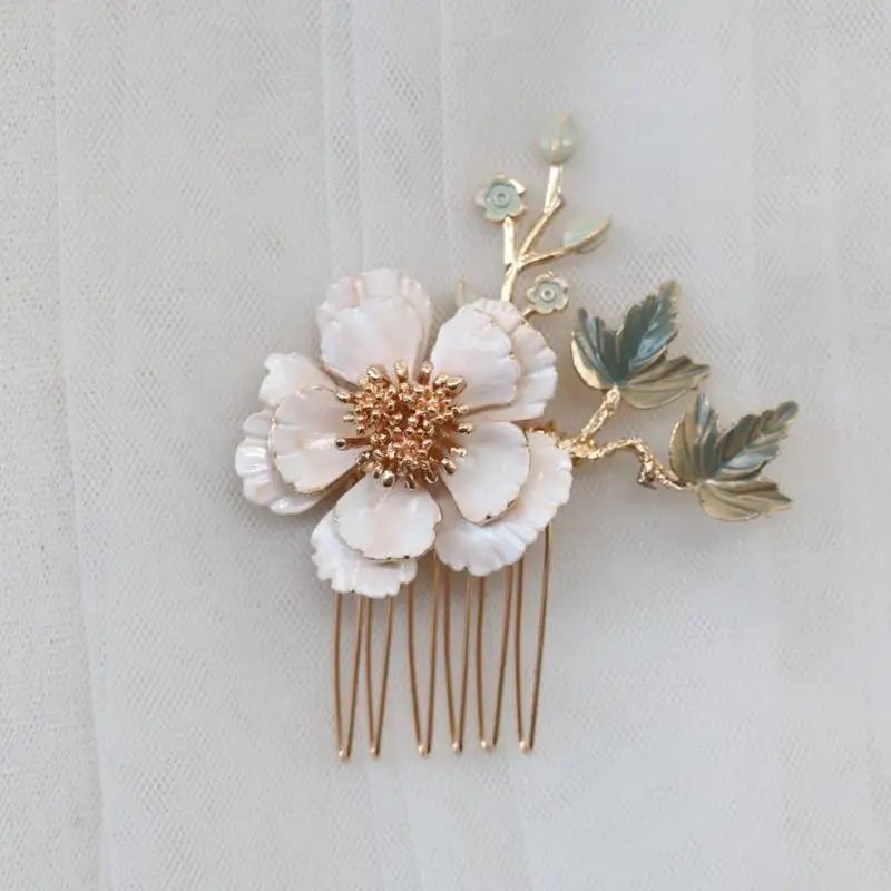 Gold Color Headpieces Flower Leaf Hair Combs Pins Clips Bridesmaids Brides Hairpins For Women Wedding Accessories Bridal Jewelry - Image 4