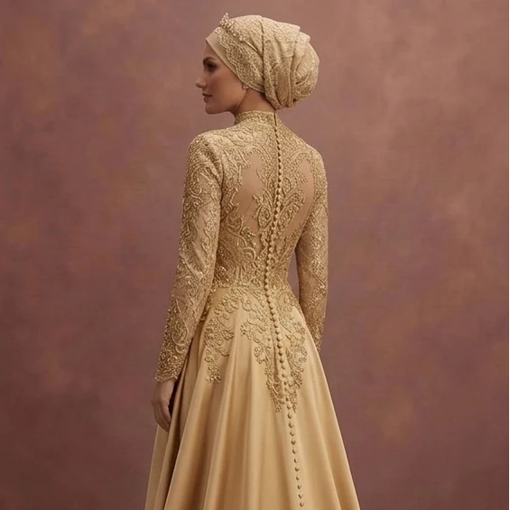 Gold Muslim Prom Dresses – Glamorous Modest Fashion - Image 5