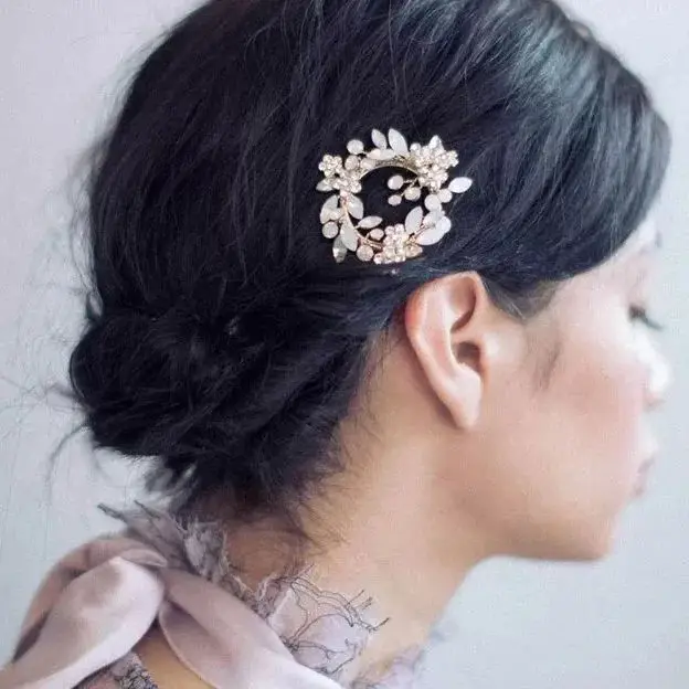 Gold Silver Color Hair Pin Clip Crystal Head Piece For Bride Bridesmaids Women Opal Hairpin Bridal Jewelry Wedding Accessories