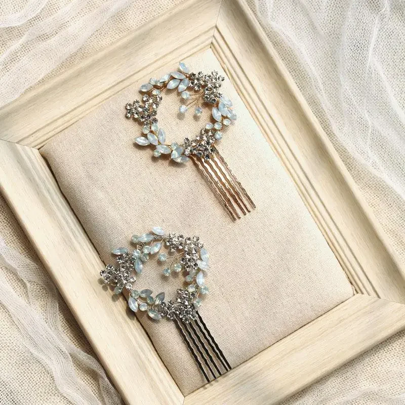 Gold Silver Color Hair Pin Clip Crystal Head Piece For Bride Bridesmaids Women Opal Hairpin Bridal Jewelry Wedding Accessories - Image 2